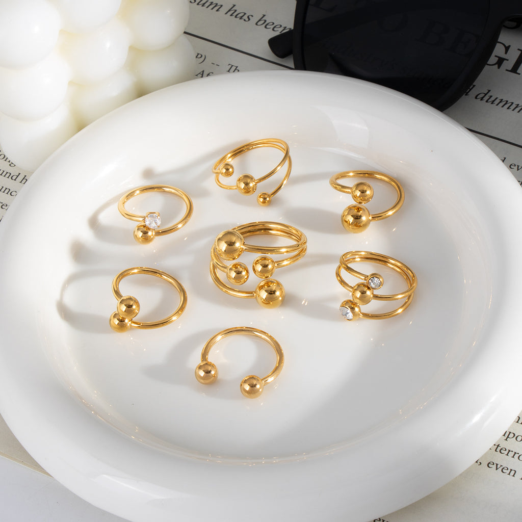 Damen Eleganter Ring mit Doppel-Kugel Shop Nory