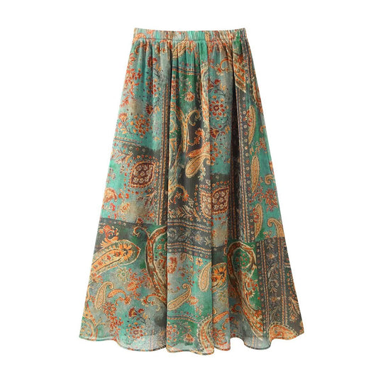 Damen Fließender Maxi‑Rock mit Paisley‑Print und elastischem Bund Shop Nory