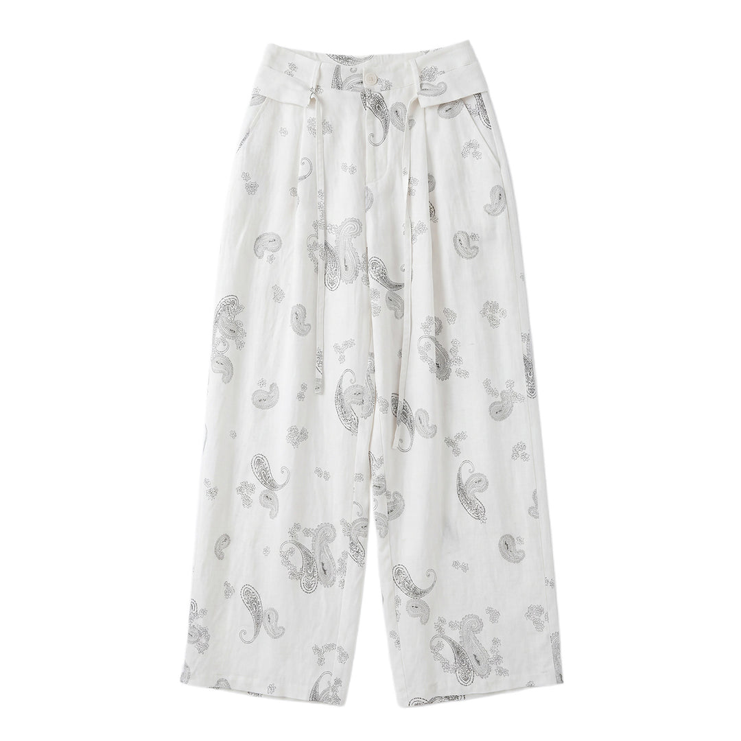 Damen Weite Leinenhose mit Paisleymuster Shop Nory