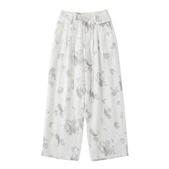Damen Weite Leinenhose mit Paisleymuster Shop Nory