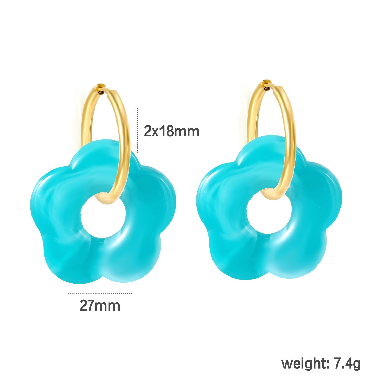 Damen Hängende Ohrstecker mit kunstvollem Blüten-Design und goldenem Ring Shop Nory