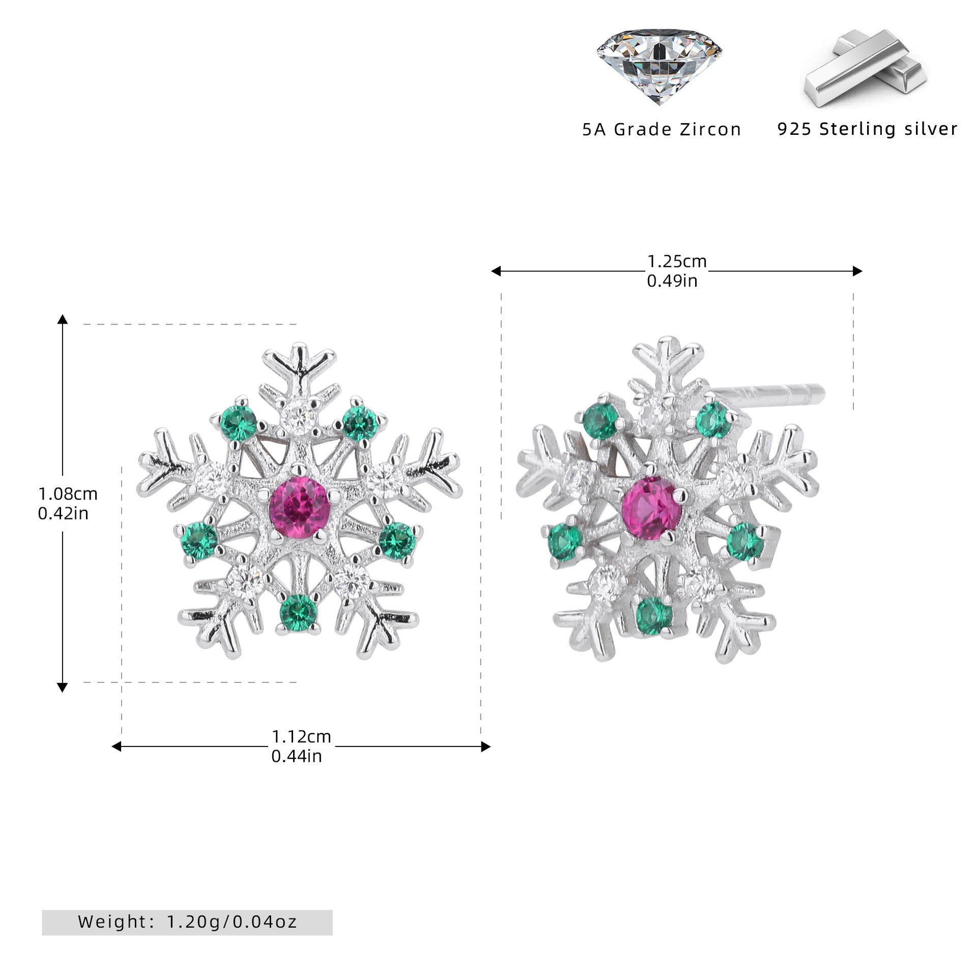 Damen Ohrstecker im funkelnden Schneeflockendesign aus hochwertigem 925er Sterlingsilber Shop Nory