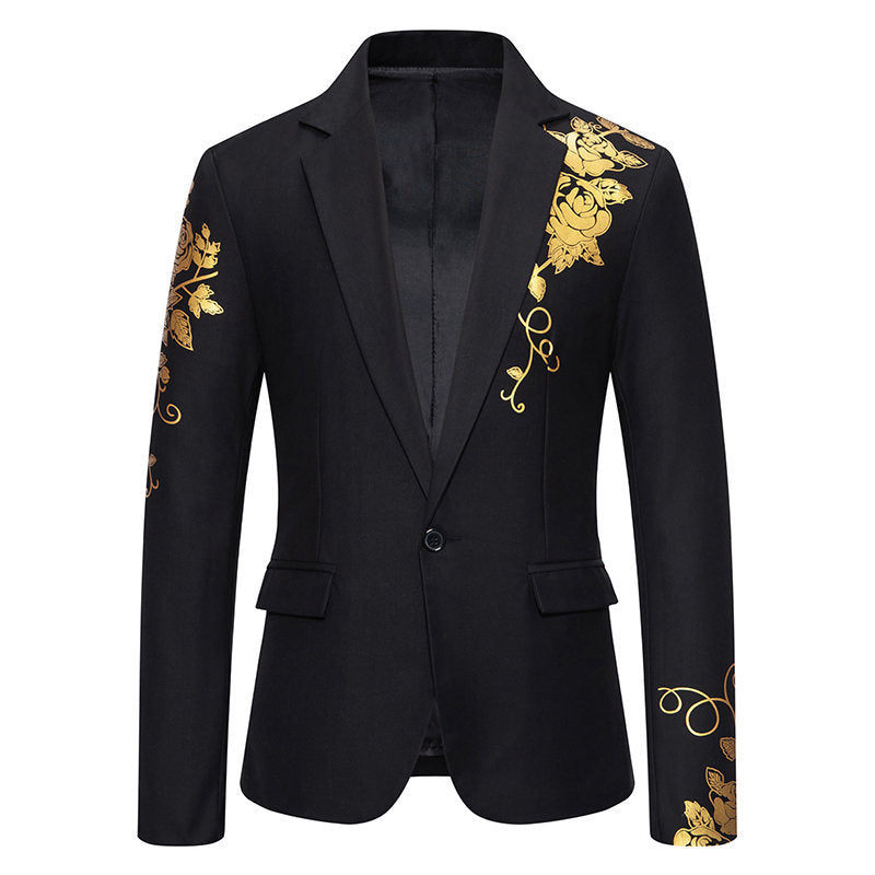 Herren eleganter Blazer mit floralem Gold-Design