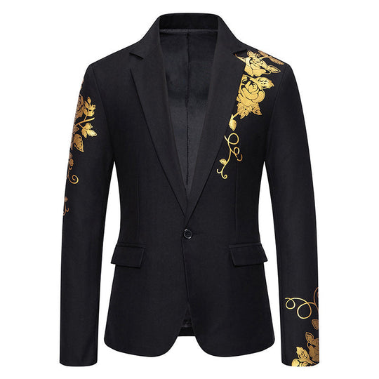 Herren eleganter Blazer mit floralem Gold-Design