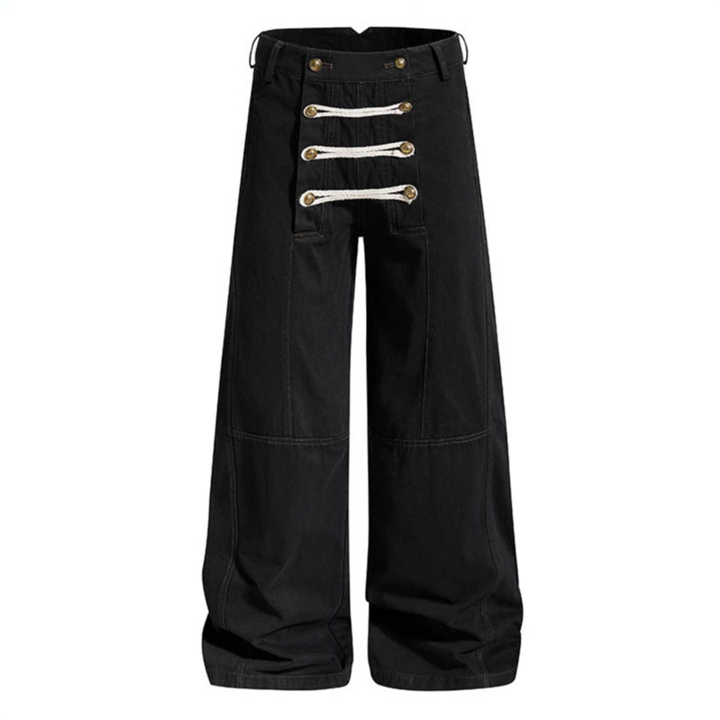 Damen High‑Waist Maritim inspirierte weite Bundhose mit dekorativer Kordel‑Schnürung Shop Nory