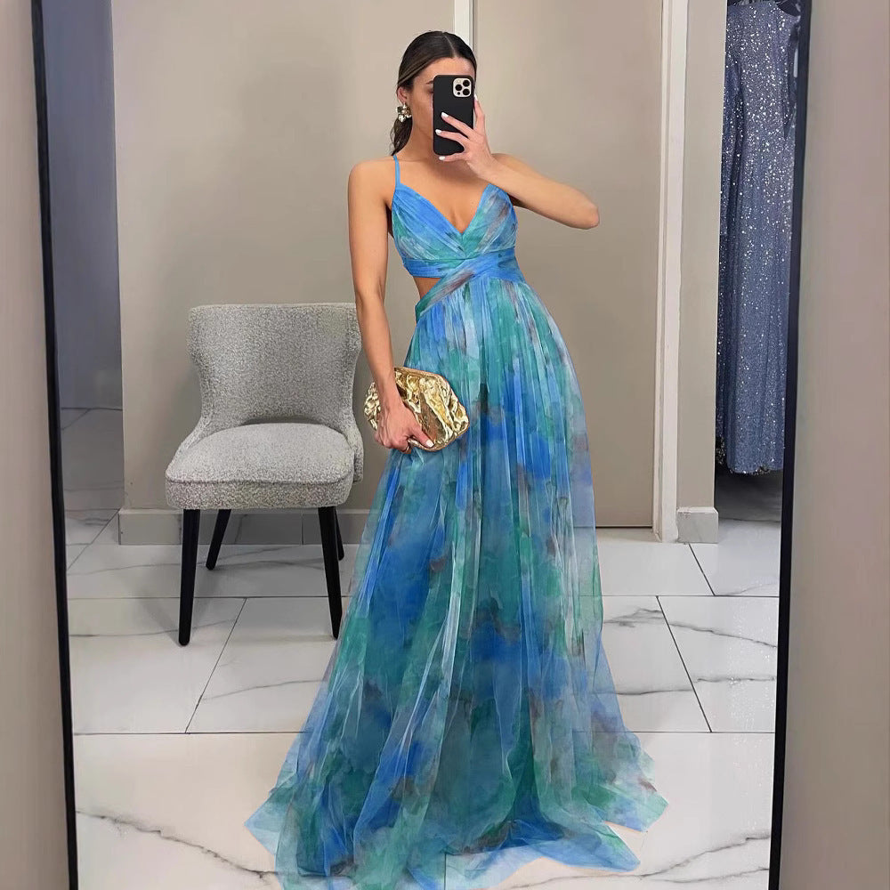 Damen Abendkleid mit fließendem Chiffon und eleganter Wickeloptik