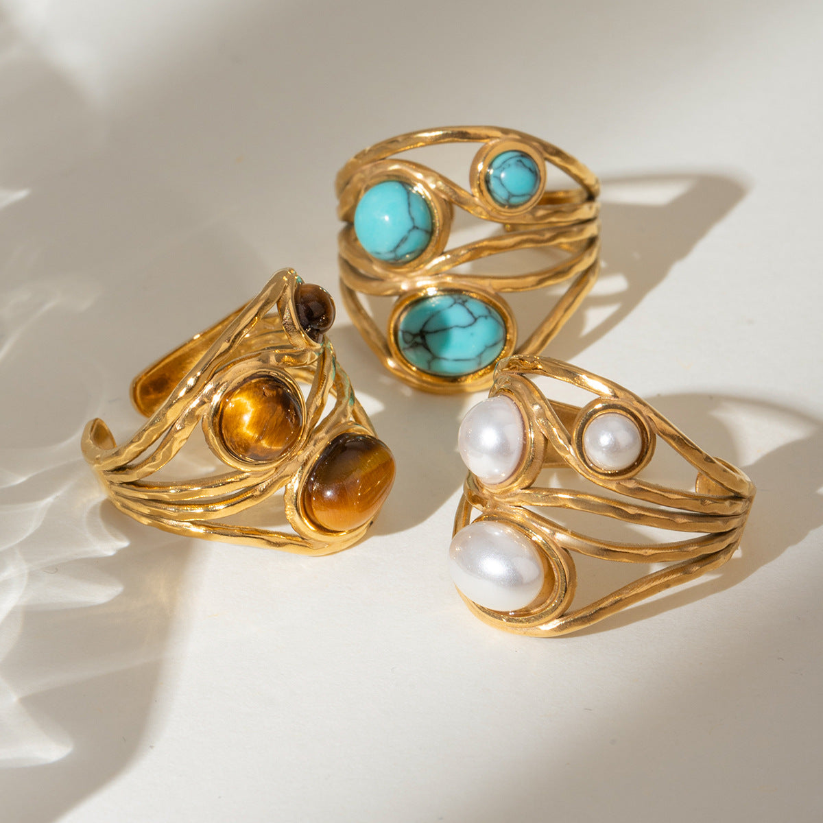 Damen Offenes Armband mit elegantem Perlendesign und hypoallergener Edelstahlverarbeitung Shop Nory
