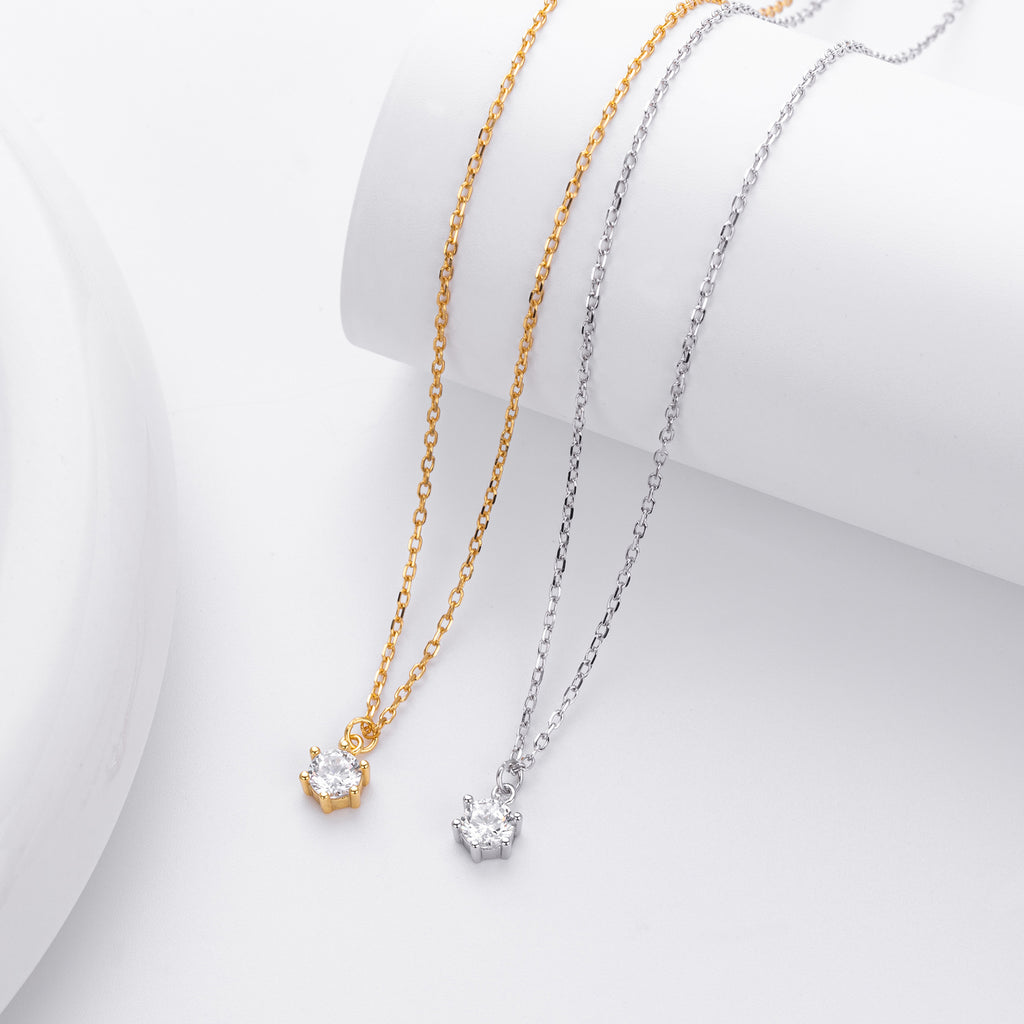 Damen Halskette mit geschmiedetem Zirkon-Anhänger und hochwertigen 925 Sterling Silber Shop Nory