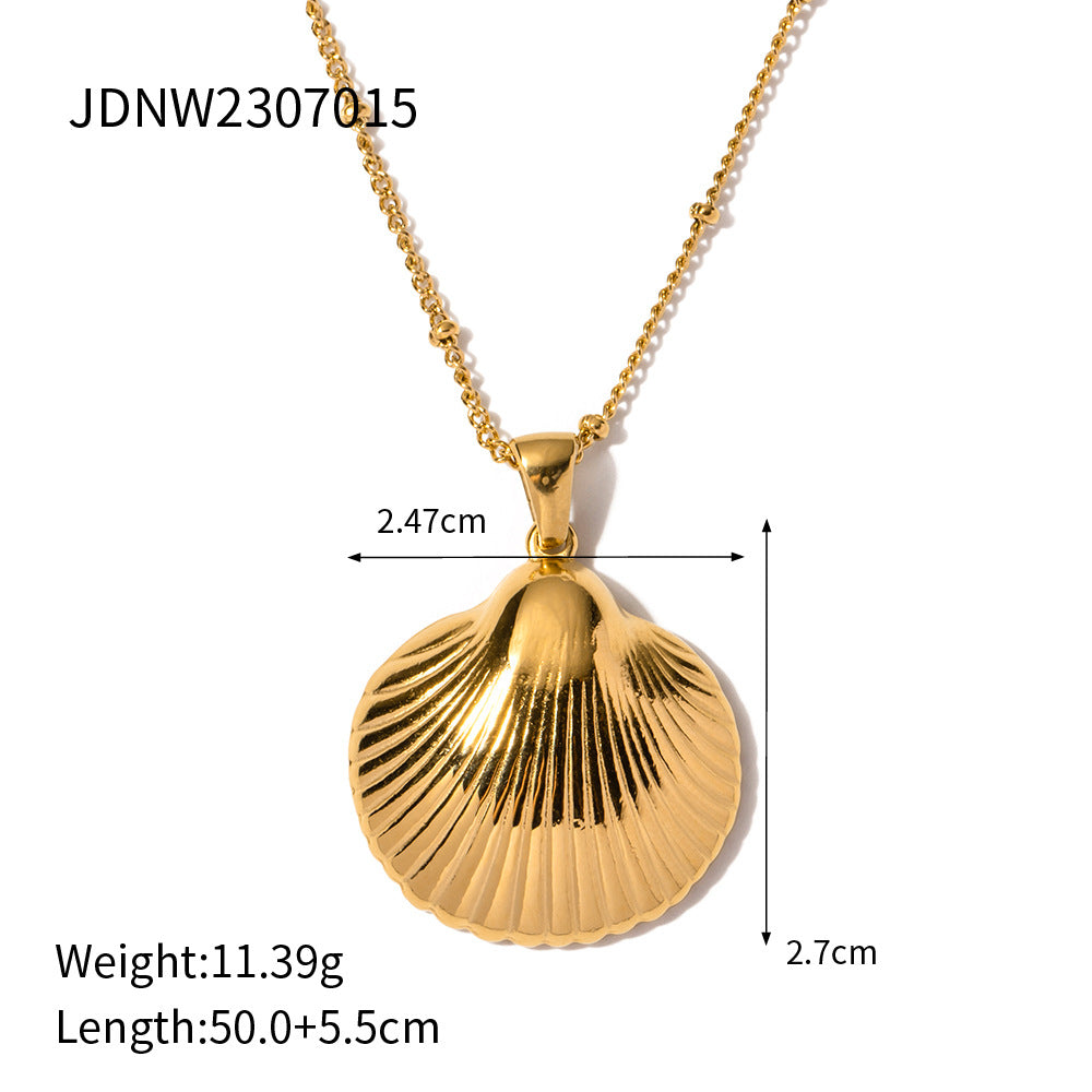 Damen Halskette mit muschelförmigem Anhänger aus hypoallergenem Edelstahl Shop Nory