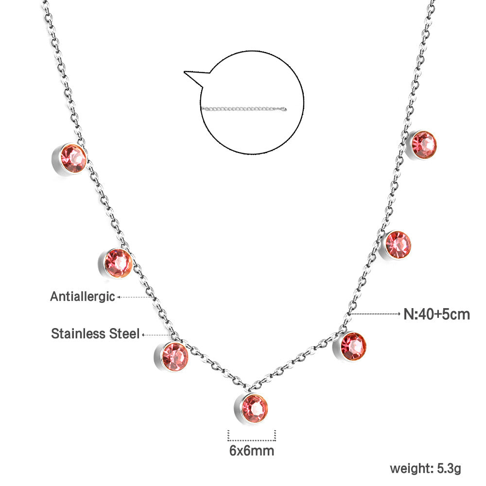 Damen Edelstahl Halskette mit funkelnden blauen Zirkonia-Anhängern Shop Nory