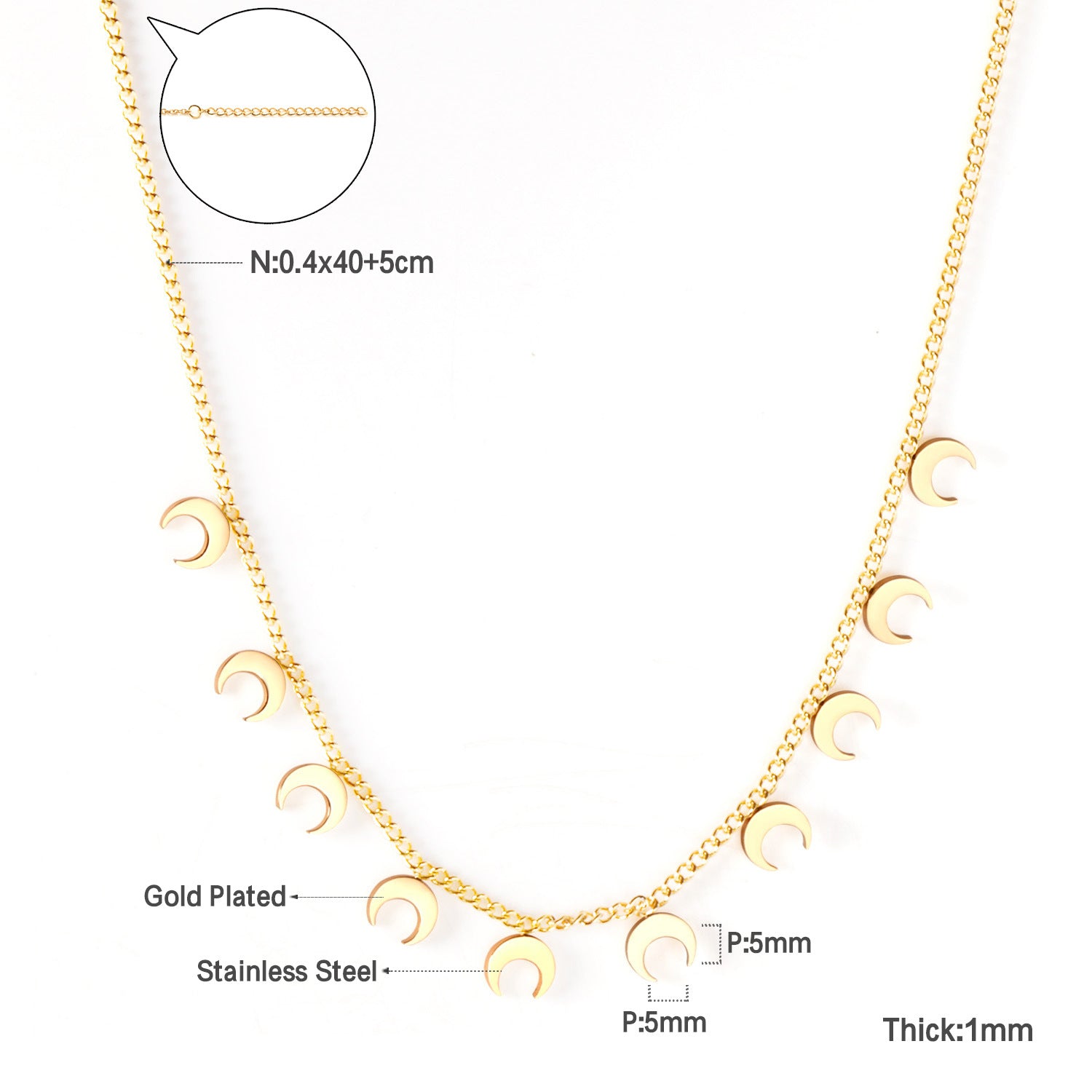 Damen elegante Goldplattierte Halskette mit geometrischen Anhängern Shop Nory