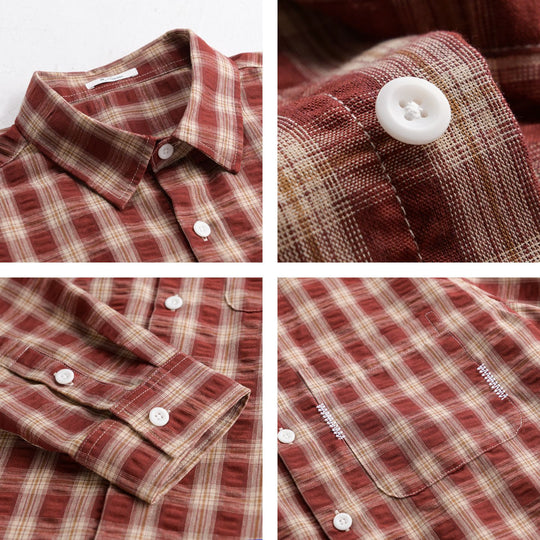 Herren Leichtes kariertes Baumwoll-Overshirt mit Soft-Crinkle‑Struktur, Brusttasche und Relaxed‑Fit Shop Nory