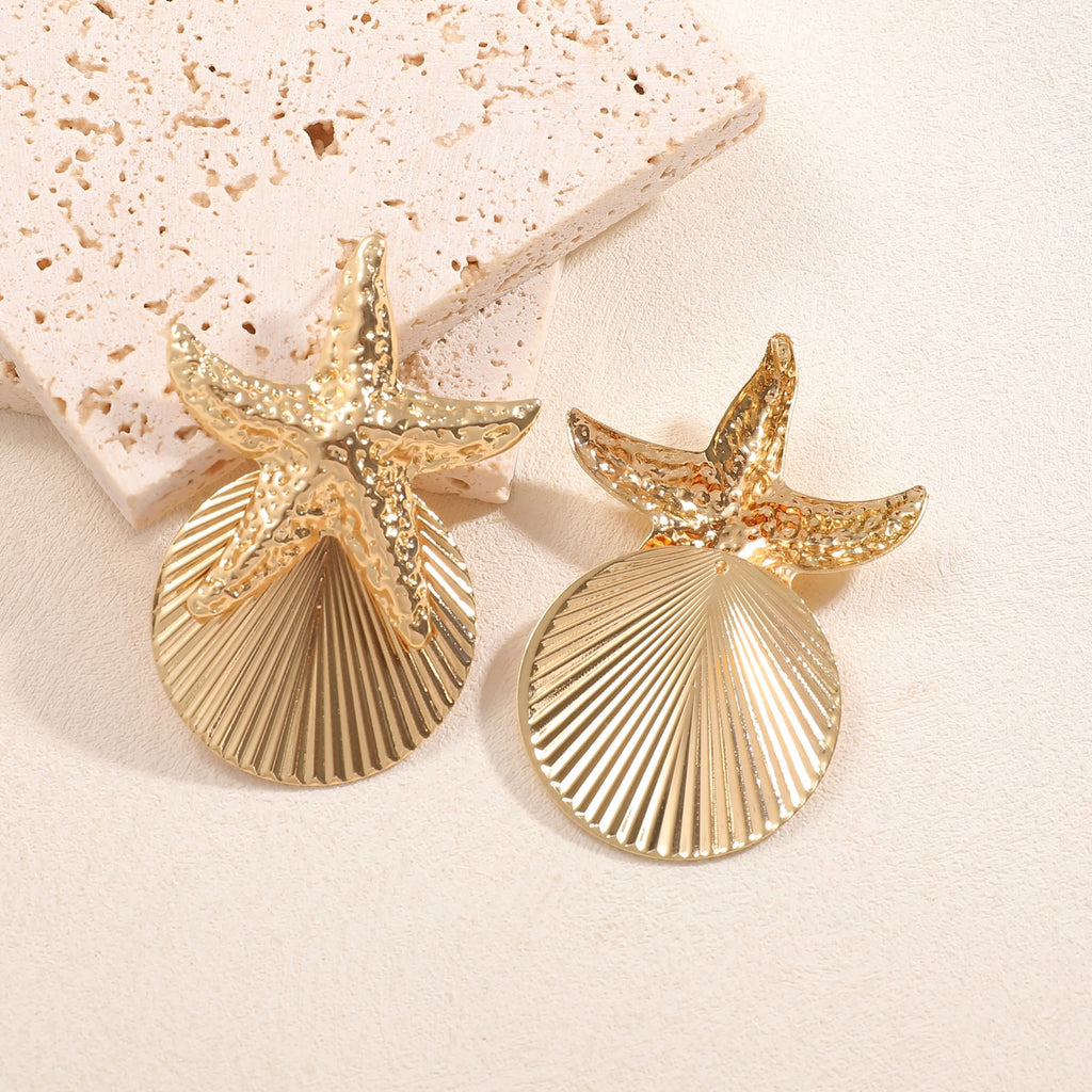Damen Ohrclips im luxuriösen Muschel- und Seestern-Design Shop Nory