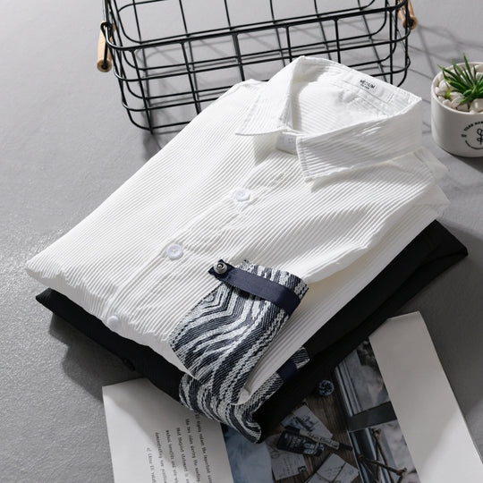 Herren Leichtes Langarm-Hemd im Layering-Look mit fein strukturierter Webung und gemusterter Brusttasche Shop Nory