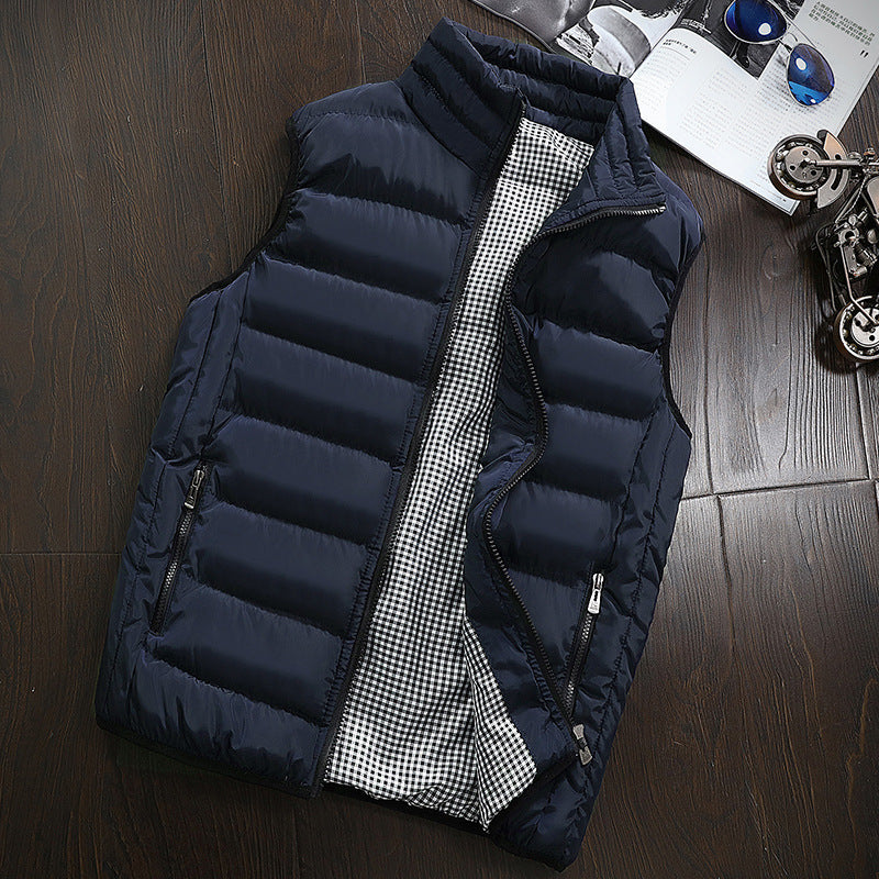 Herren Ärmellose Leichte Steppweste mit Thermofütterung, Stehkragen und kariertem Innenfutter Shop Nory