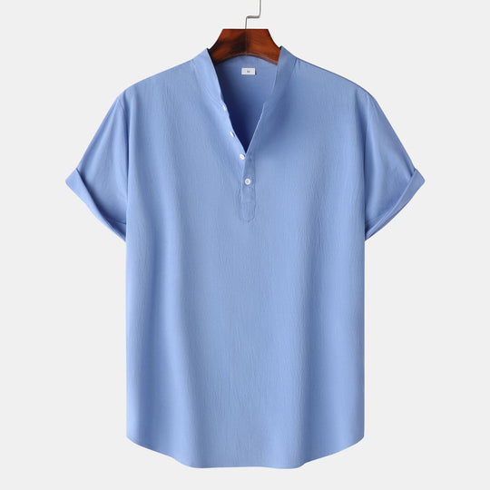 Herren Kurzarmhemd mit modernem Henley-Design und funktionalen Knöpfen Shopnory