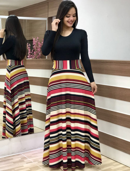 Damen Fließender Maxirock mit hoher Taille und großem Blumenprint Shop Nory