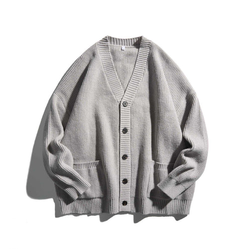 Damen Oversize Rippenstrick-Cardigan mit V‑Ausschnitt und aufgesetzten Taschen Shop Nory