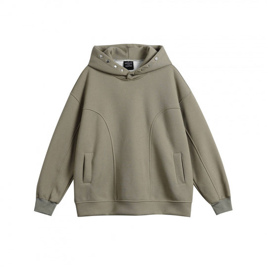 Unisex Oversize-Kapuzenpullover aus melierter Baumwollmischung mit Nietenbesatz und Teilungsnähten Shop Nory