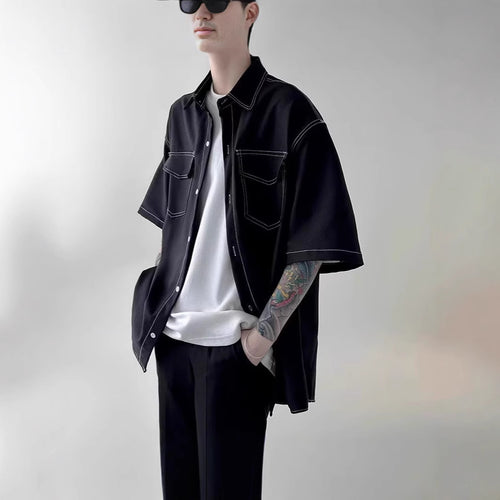 Herren Modisches Oversized Kurzarm-Hemd Shop Nory