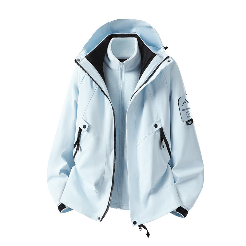 Herren Zwei-in-eins Wetterschutzjacke mit abnehmbarer Steppweste und verstellbarer Kapuze Shop Nory
