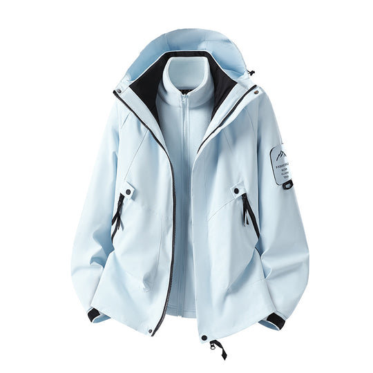 Herren Zwei-in-eins Wetterschutzjacke mit abnehmbarer Steppweste und verstellbarer Kapuze Shop Nory