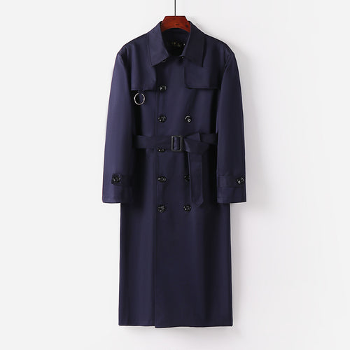 Herren Wasserabweisender Doppelreihiger Trenchcoat mit Bindegürtel und Cape-Detail Shop Nory