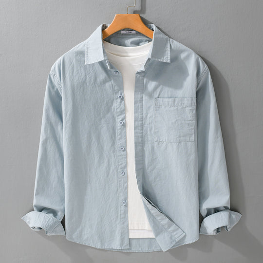 Herren Relaxed-Fit Baumwoll-Overshirt mit Kentkragen und Brusttasche Shop Nory