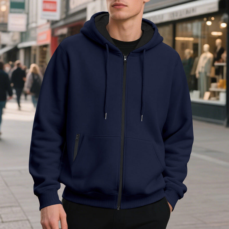 Herren Zip-Hoodie mit praktischen Taschen und atmungsaktiver Fleece-Innenausstattung