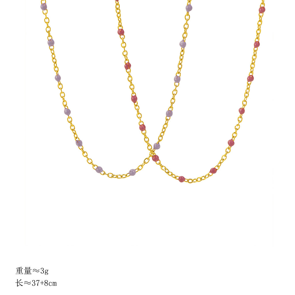 Damen feine Halskette mit bunten Edelstein-Details und goldener Gliederkette Shop Nory