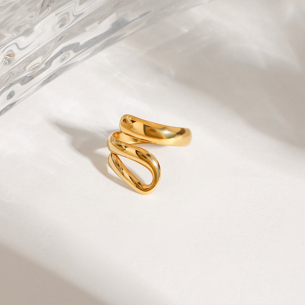Damen eleganter, gewundener Edelstahlring Shop Nory