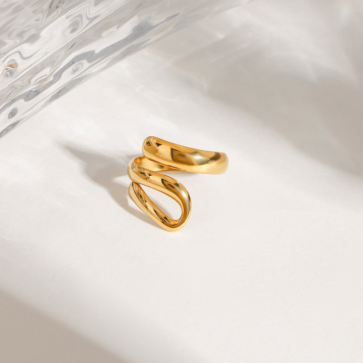 Damen eleganter, gewundener Edelstahlring Shop Nory