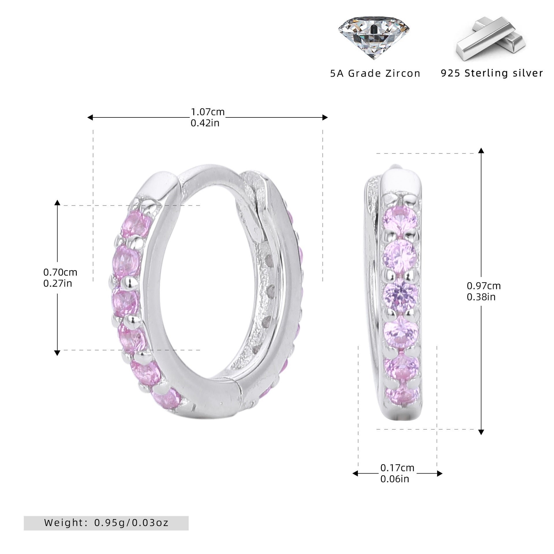 Damen Creolen mit funkelndem Zirkonbesatz aus 925 Sterling Silber Shop Nory