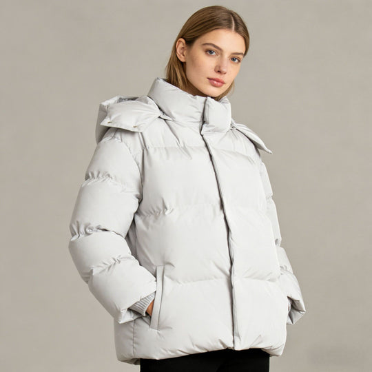 Damen Gefütterte Oversized-Steppjacke mit Kapuze und hohem Stehkragen Shop Nory