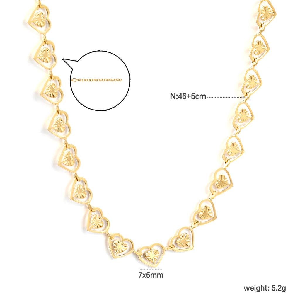Damen Armband mit herzförmigen Gliederungen aus hochwertigem Edelstahl und goldplattierter Oberfläche Shop Nory