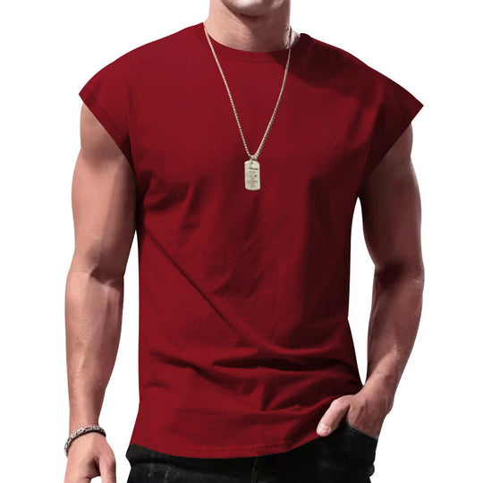 Herren nan lockeres ärmelloses Muskelshirt aus Baumwolljersey mit überschnittener Schulterpartie Shopnory