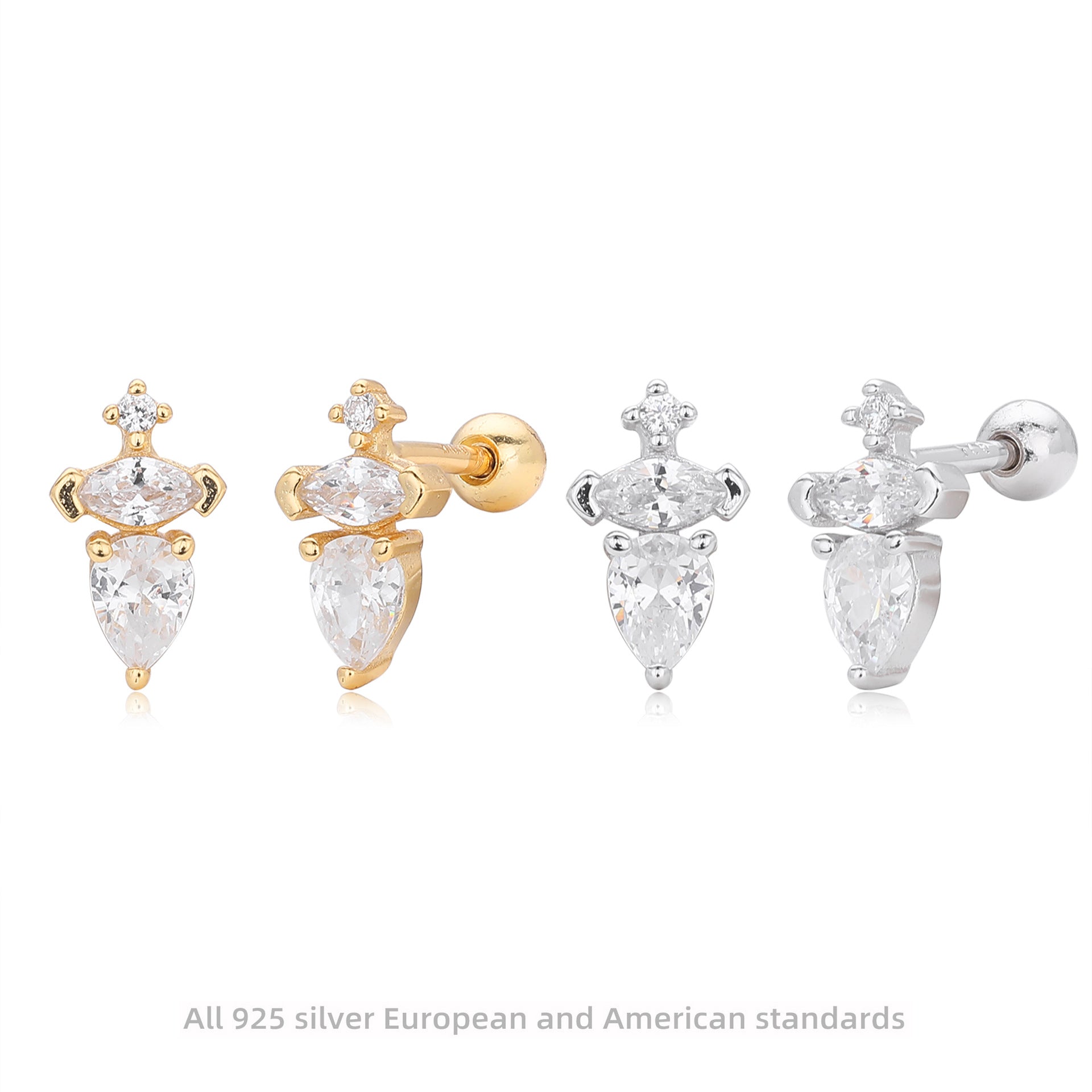 Damen Ohrstecker mit funkelndem Zirkon und eleganter 925 Sterling Silberfassung Shop Nory