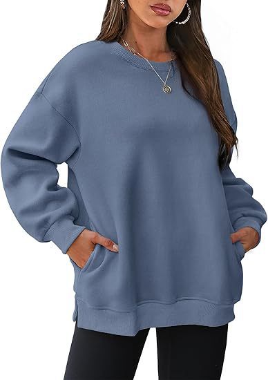 Damen nan lässiger Oversize-Sweatpullover mit seitlichen Eingrifftaschen, geripptem Saum und überschnittener Schulter Shop Nory