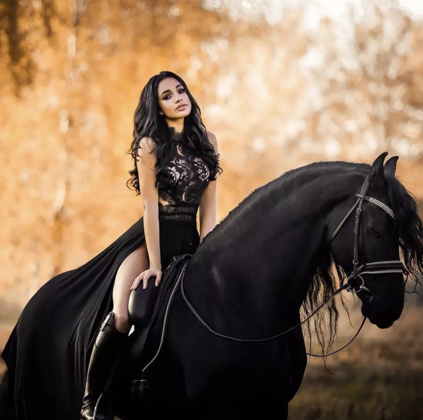 Damen Elegantes Hochgeschlossenes Abendkleid