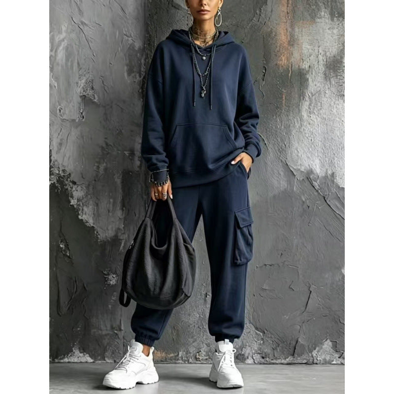 Damen Oversize Hoodie- und Cargo-Jogger-Set aus French Terry Shop Nory