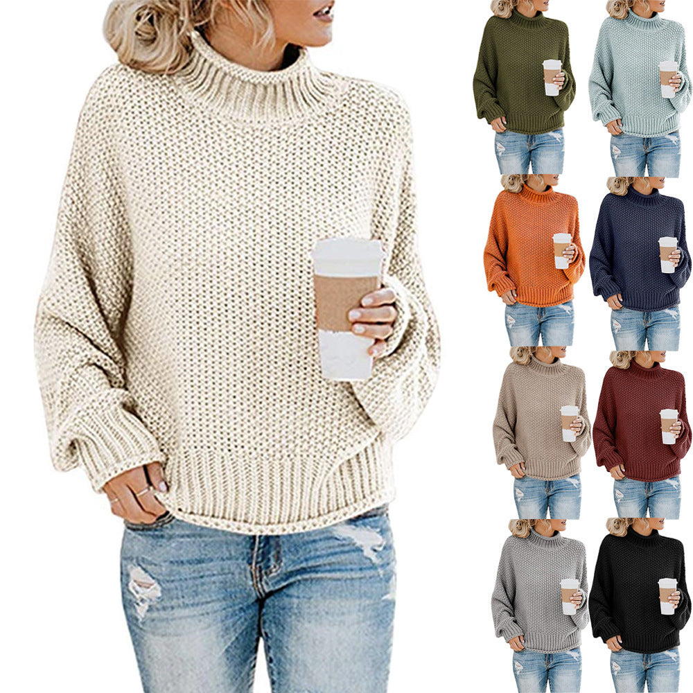 Damen Gemütlicher Pullover mit hohem Kragen und strukturierter Maschenoptik