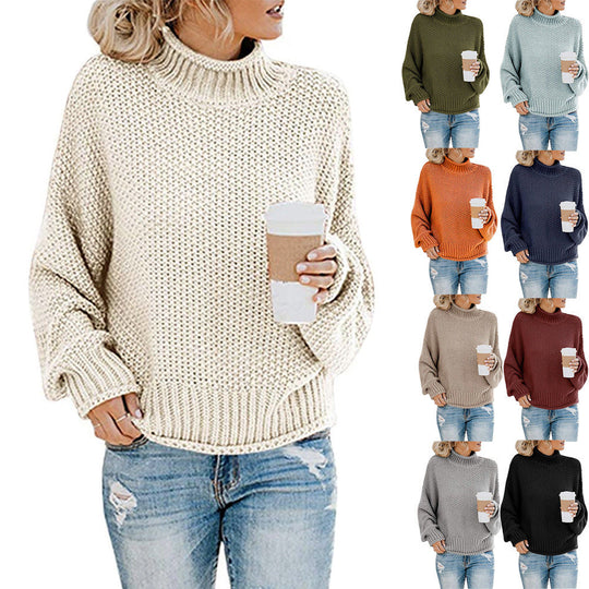 Damen Gemütlicher Pullover mit hohem Kragen und strukturierter Maschenoptik