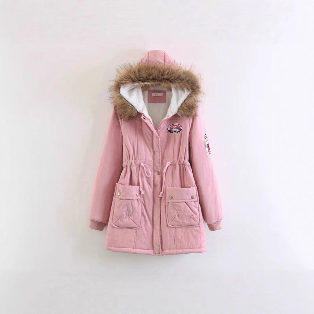 Damen Langer Utility-Parka mit Teddyfutter, Kapuze mit Kunstfell und Kordelzug Shop Nory