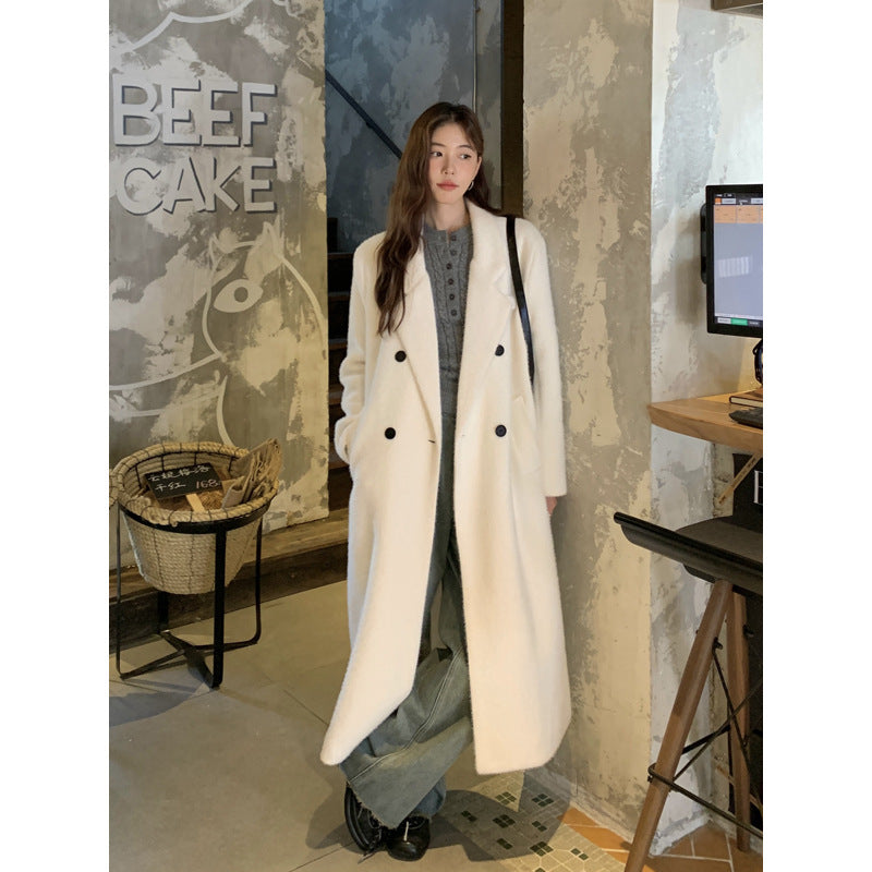 Damen Maxilanger Teddy-Mantel im Oversize Schnitt mit Reverskragen Shop Nory