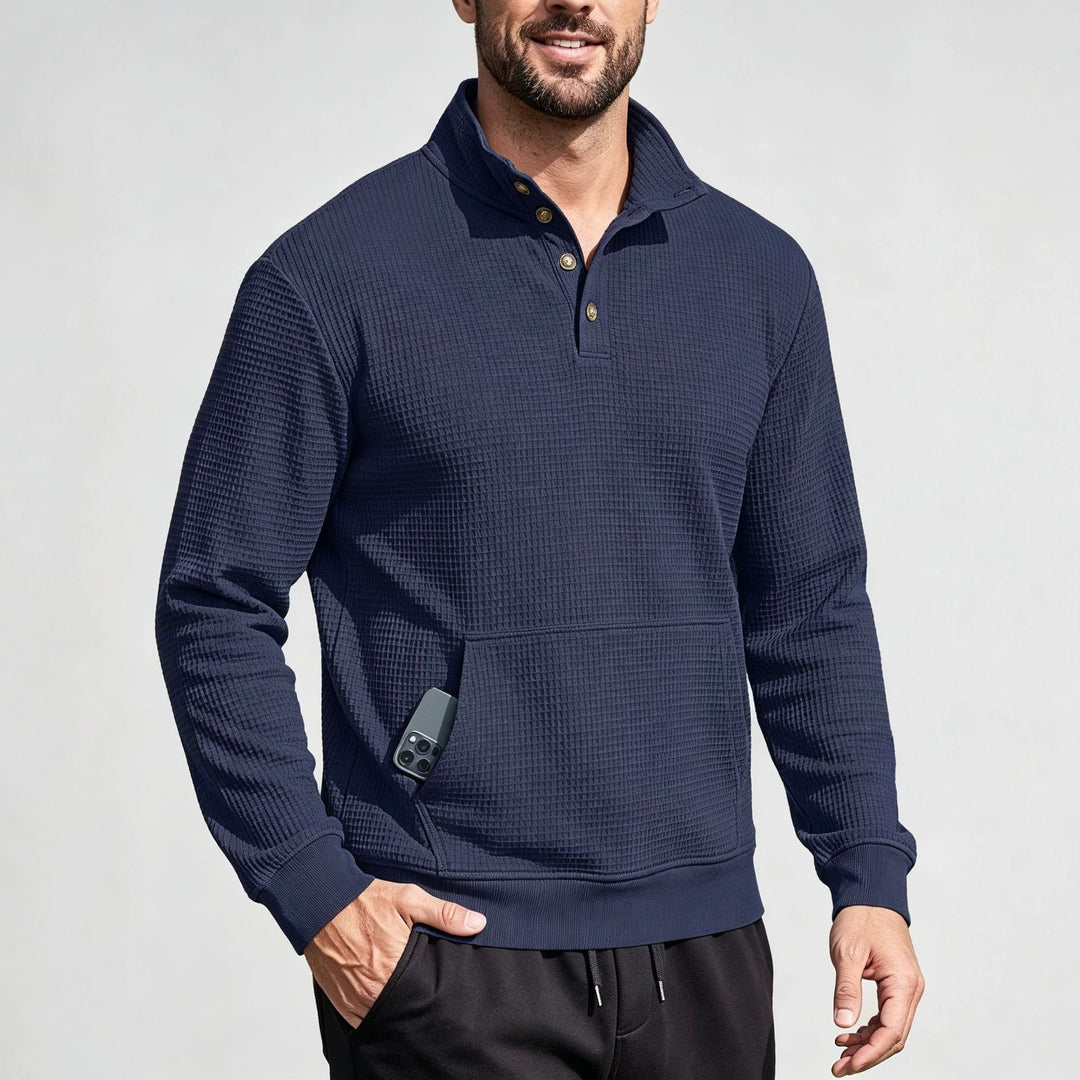 Herren Modischer Sportpullover mit Knopfleiste