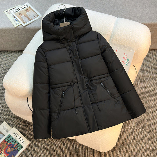 Damen nan athleisure Kapuzenjacke mit Volumenkragen, Kordelzug und verdeckter Reißverschluss Shop Nory