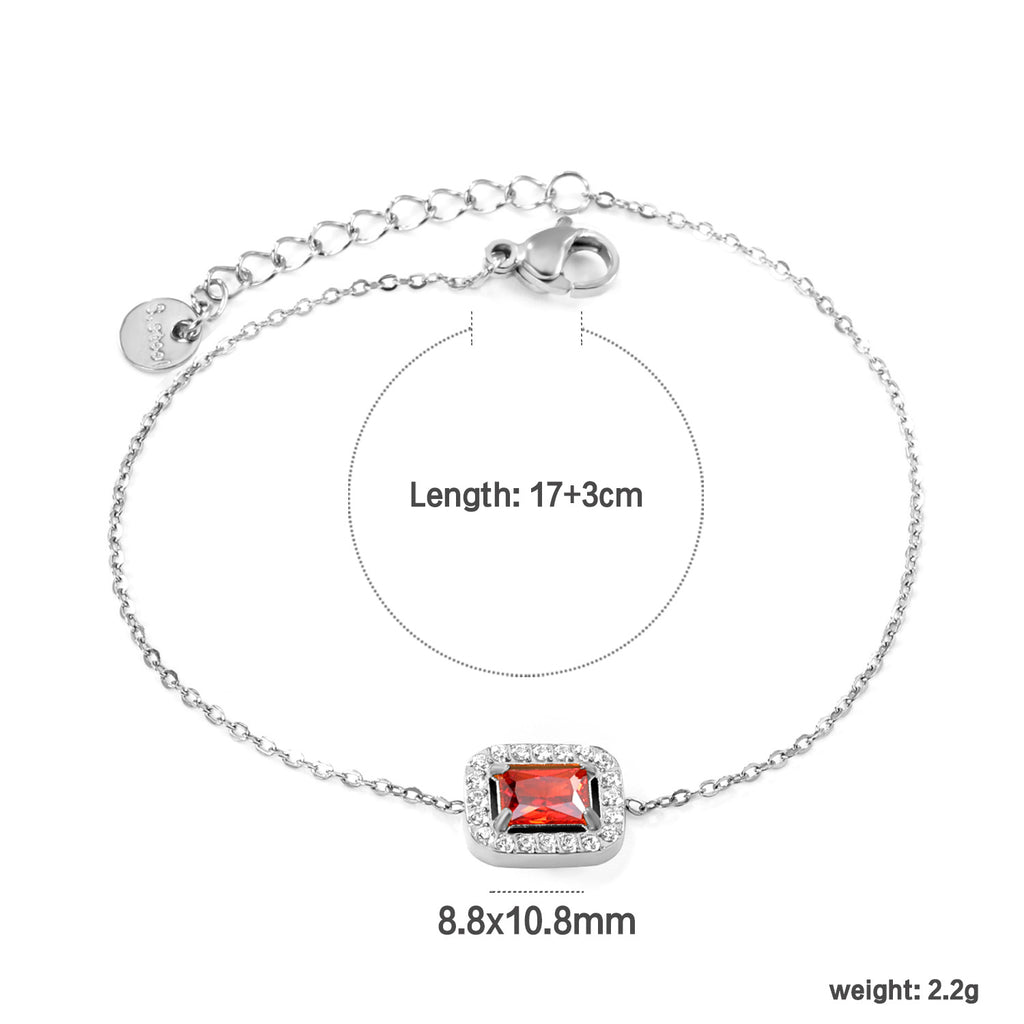 Damen Armband mit funkelndem rotem Kristallanhänger und filigranem Kettendesign Shop Nory