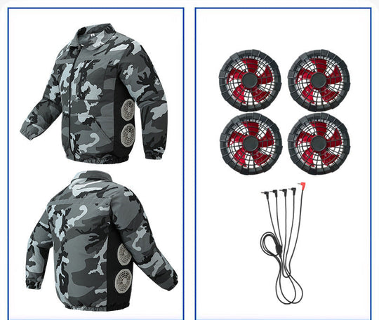 Unisex nan kühlende Ventilationsjacke mit integrierten seitlichen Lüftern und atmungsaktivem Funktionsmaterial Shopnory