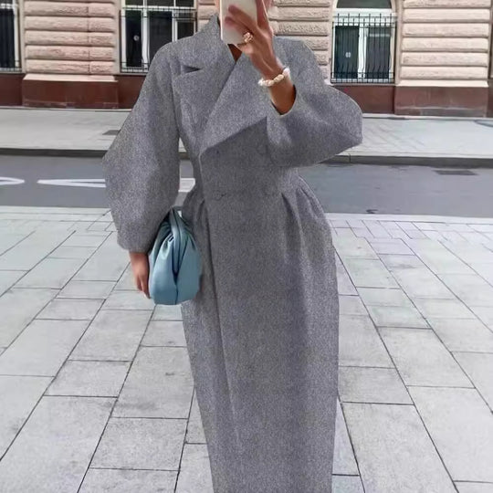 Damen nan taillierter Doppelreihiger Trenchcoat mit weitem Ärmel und hohem Beinschlitz Shop Nory