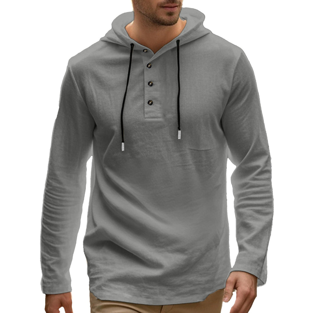 Herren sportlicher Hoodie mit Knopfleiste und funktionalen Taschen